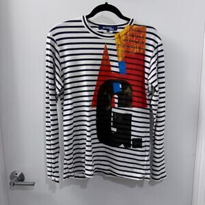 Junya Watanabe Comme des Garçons MAN Striped Graphic Long Sleeve Shirt AD2017